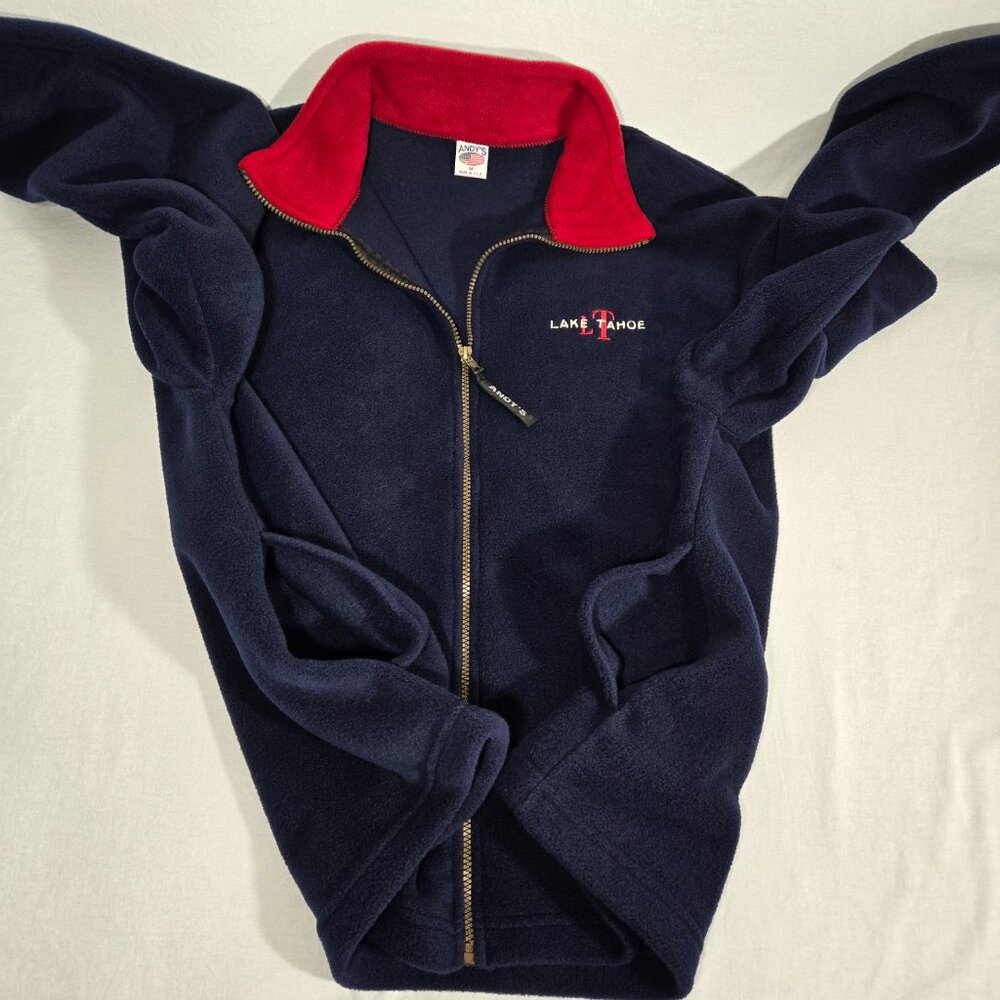 U.S.A. Vintage ANDY'S Blue "LAKE TAHOE" Full-Zip Fleece Jacket OVERSIZED Size M. - Picture 10 of 17